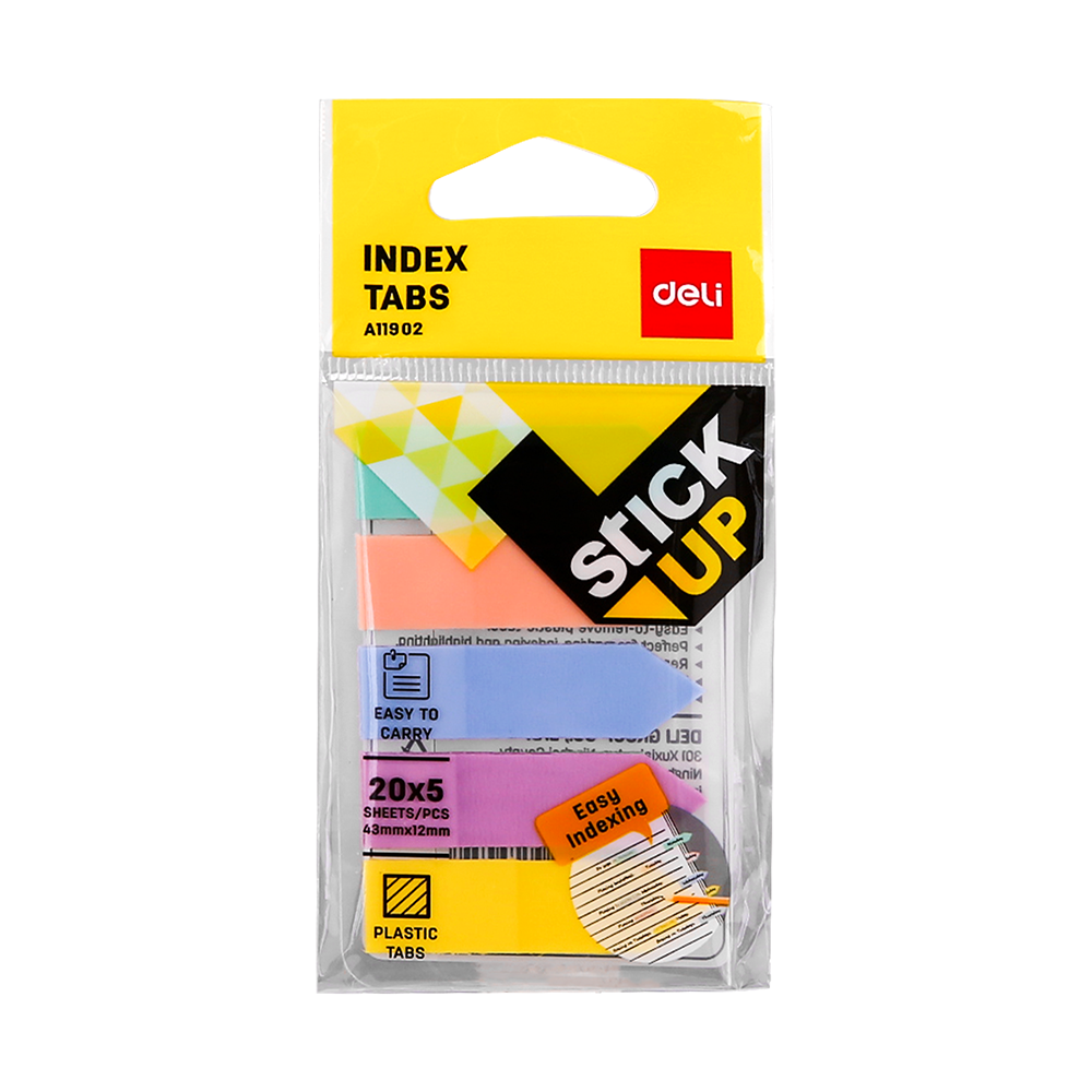 Notas Banderitas Adhesivas (Index Tabs) Deli Colores Surtidos 43 x 12 mm *UMV-Inner de 24packs*