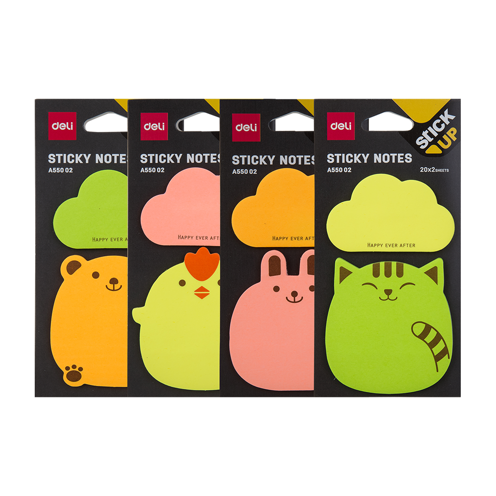 Notas Adhesivas Cartoons Deli 76*76(mm), 2*20 hojas  *UMV-Inner de 32 pack*