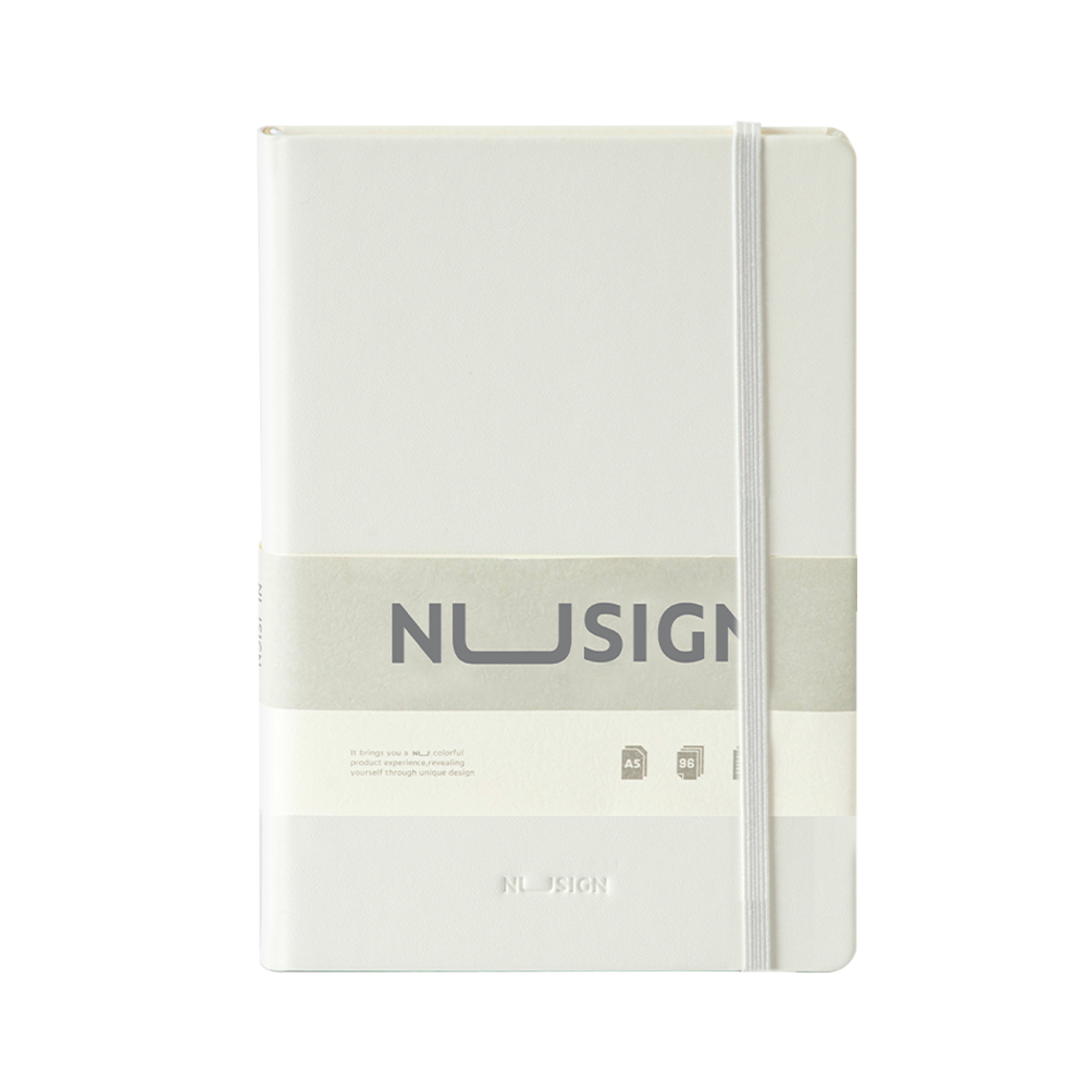 Cuaderno con Tapa de Cuero Blanco Nusign A5 210*140mm 96 hojas *UMV- 1 und*