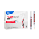Marcador Acrílico Deli Punta Redonda 2 mm Base Aceite Tinta Blanca *UMV 1 caja de 12 und*