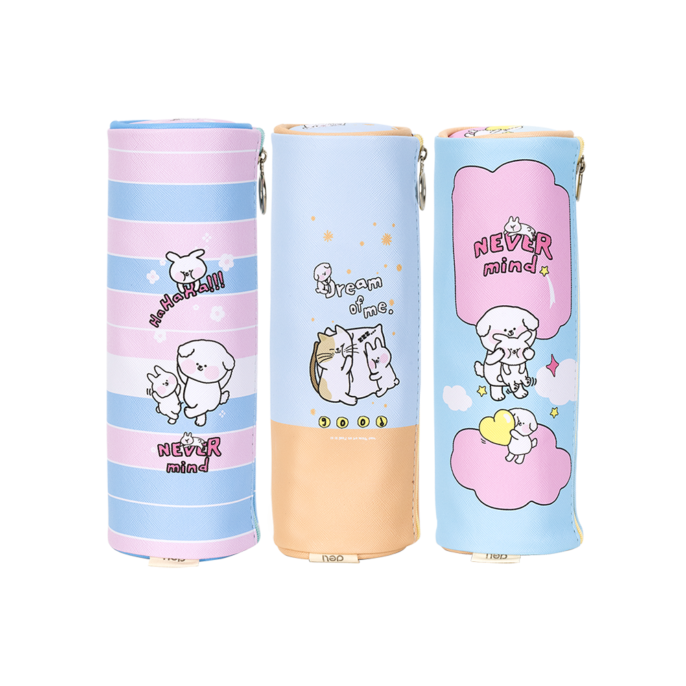 Cartuchera Cilindrica 22,5x6x6cm Azul/Rosada/Amarillo *UMV-3 und Surtidas*