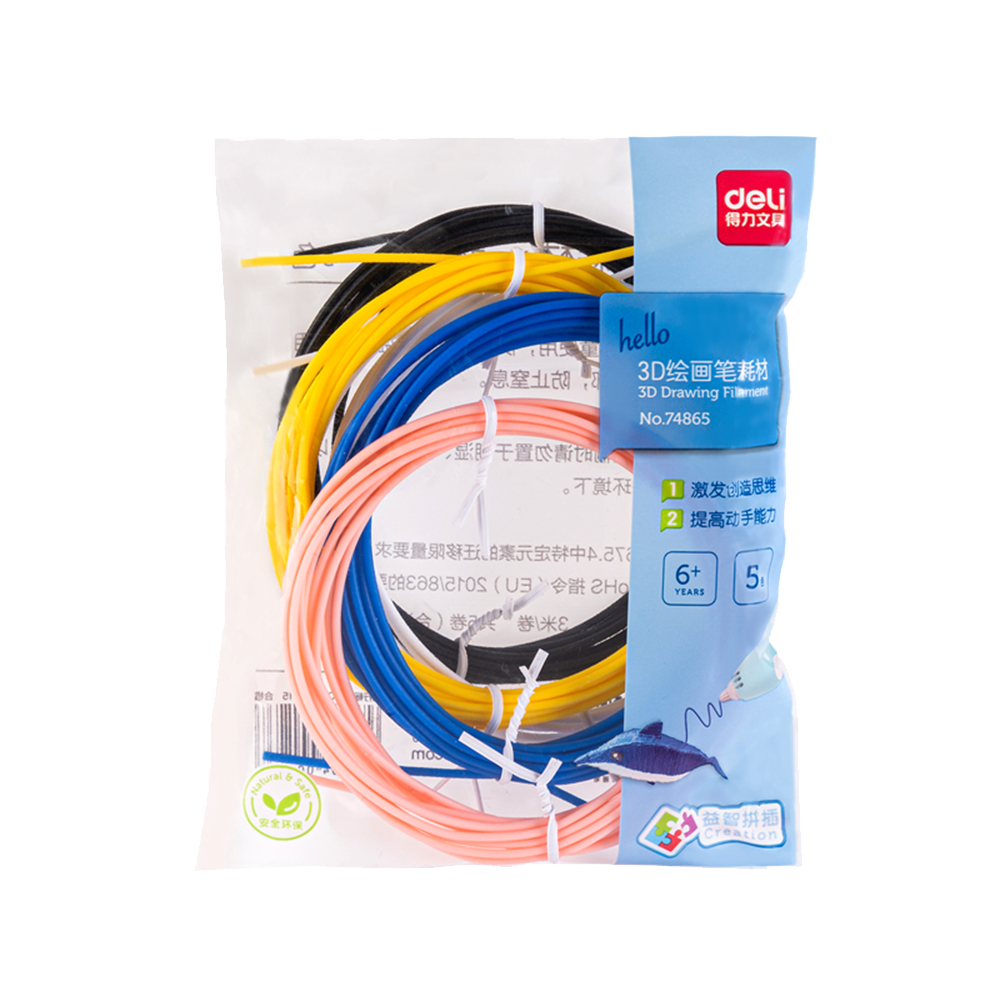Filamento para Impresión 3D Deli 5 colores 3 metros Bolsa *UMV- 6 Bolsas*