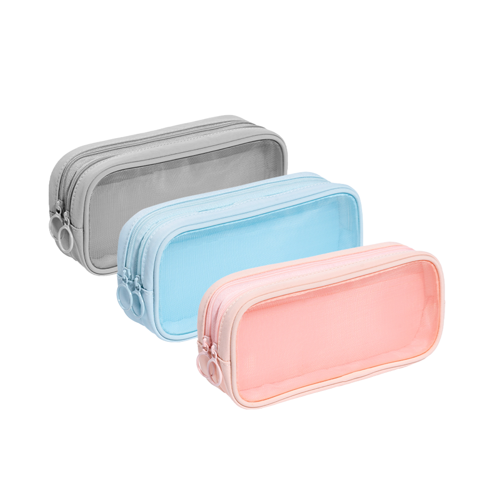 Cartuchera Doble Compartimiento Rosa/Azul/Gris 210*100*50 mm  *UMV- 3 und surtidas*