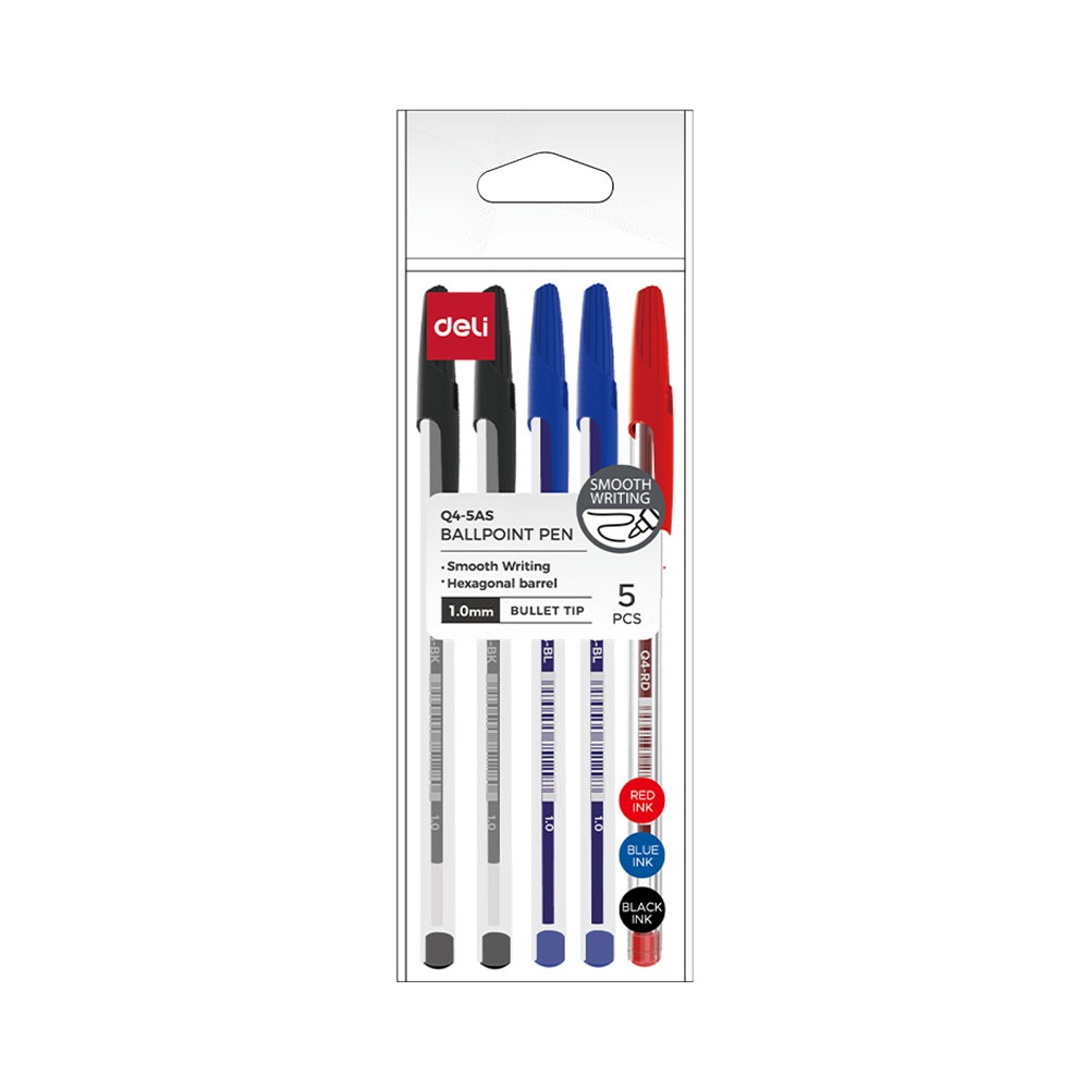 Boligrafo Punta de Bala 1.0 mm Tintas Surtidas (Negra/Azul/Roja) Bolsa de 5 und. *UMV-1 bolsa*