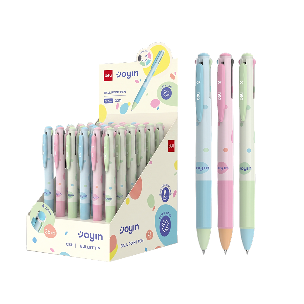 Bolígrafo de Gel Soiyin Multicolor 0,7 mm, Negro Deli *UMV-1 Display 36u*