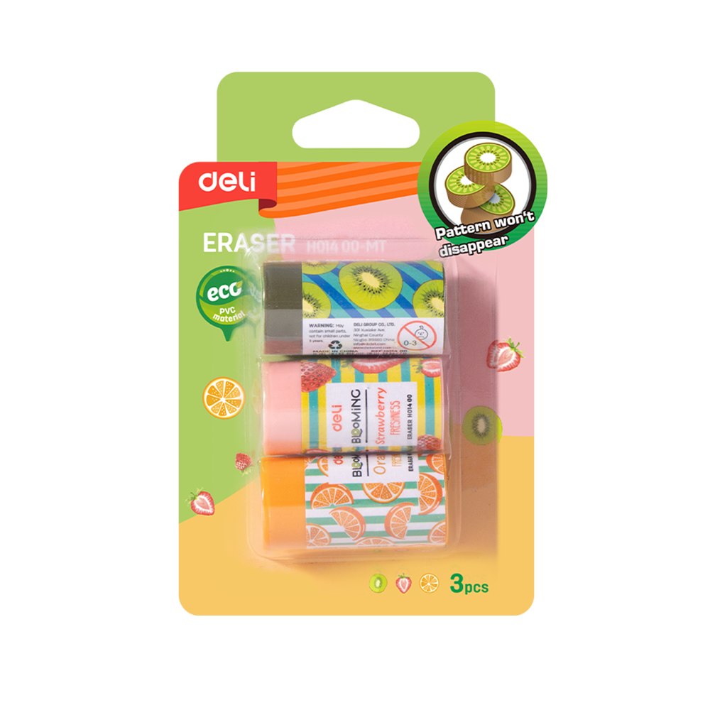 Goma de Borrar Blooming Frutas Deli Blister 3u *UMV-12 Blisters*