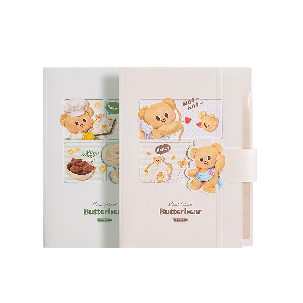 Carpeta Plastica Expandible Butter Bear Deli A4 Acordeón 13esp 2 colores*UMV-1und*