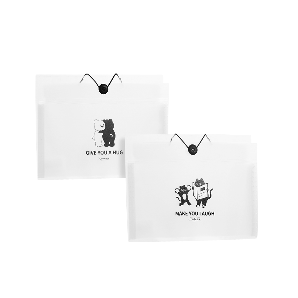 Carpeta Plastica Expandible Oso y Gato Deli A4 Acordeón 13esp c/Boton *UMV-6 unidades*