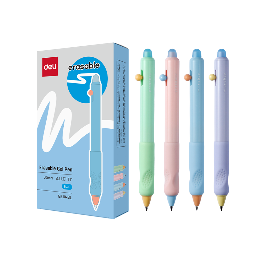 Bolígrafo de Gel Azul borrable retráctil 0.5mm Colores Deli *UMV-1 caja de 12und*