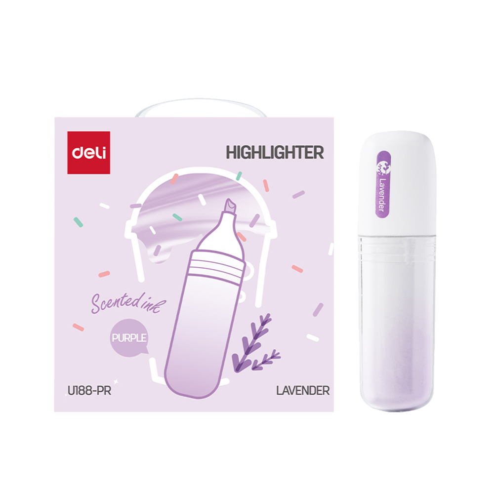 Resaltador Deli Punta Biselada 1-5mm Aroma Lavanda Tinta Morada *UMV-1 caja 6 und*