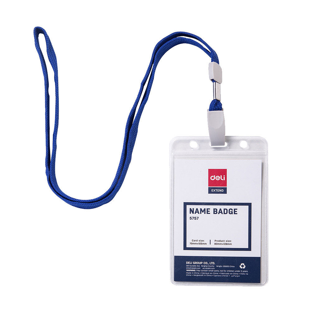 Porta Carnet Deli con Cinta Lanyard Azul 95x68 mm *UMV- Inner 50 und*