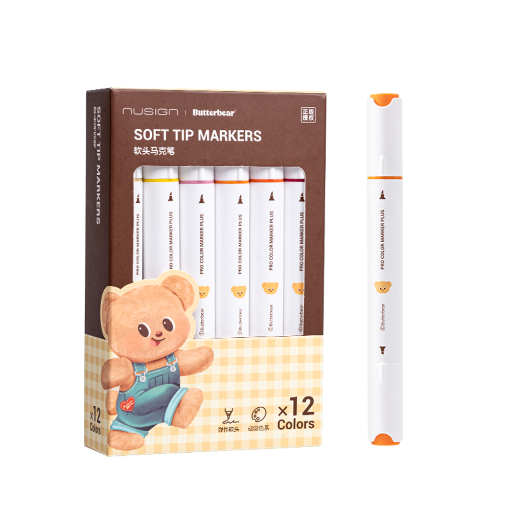 Marcadores doble punta biselada Butter Bear Deli 12 colores *UMV-1und*