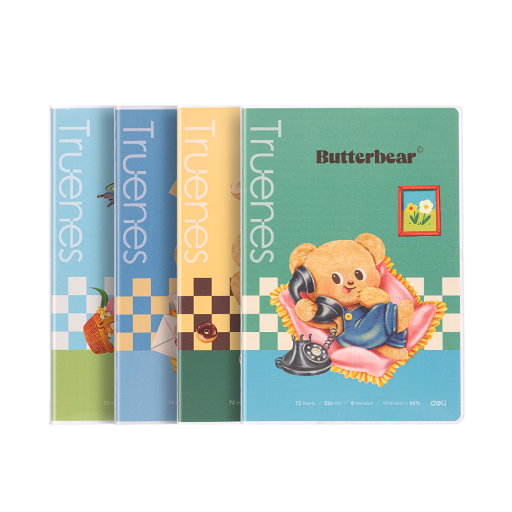 Cuaderno Escolar ButterBear A7 Tapa Blanda EVA de 72 Hojas Deli *UMV- 4 und*