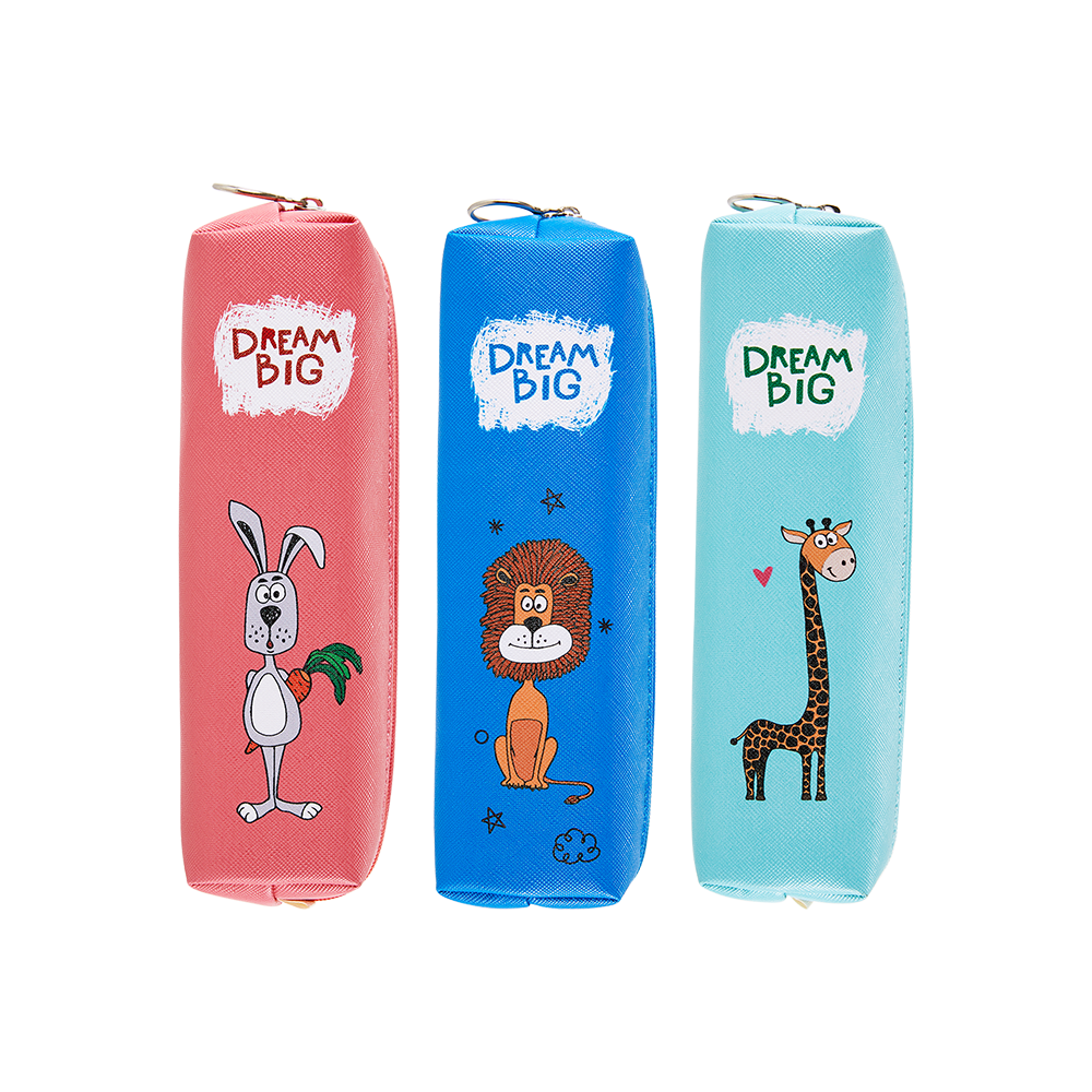 Cartuchera Animales Rosa/Azul/Azul Claro 9x5x5cm  *UMV- 3 und surtidas*