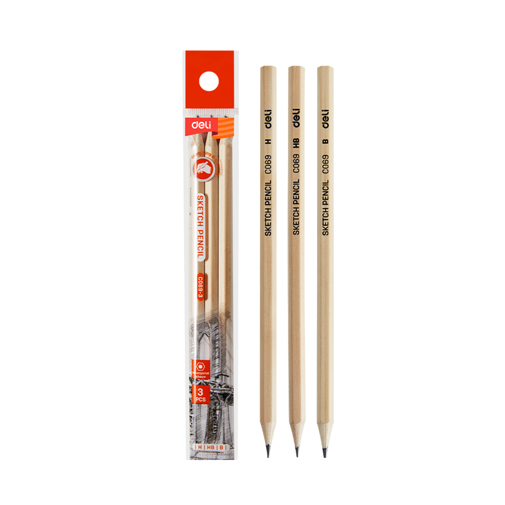 Lápiz para Bocetear Deli Bolsa H, HB, B   *UMV-6 bolsas*