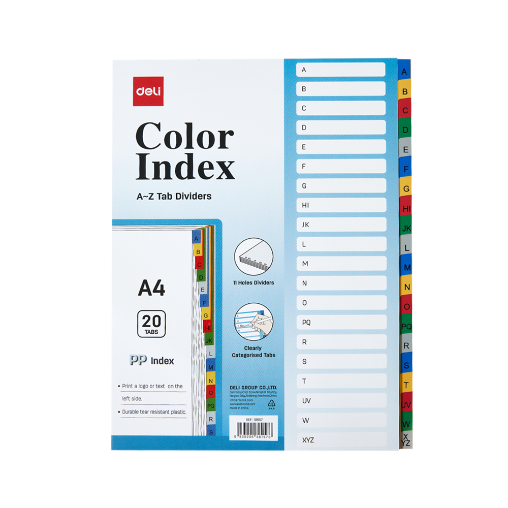 Separador para Carpetas Alfabético Deli A4 *UMV  5 pack*