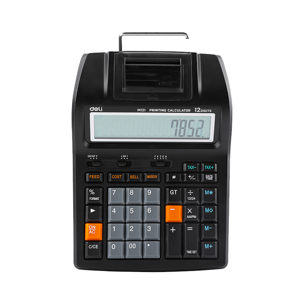 Calculadora con impresora 12 dígitos negra Deli *UMV-1und*