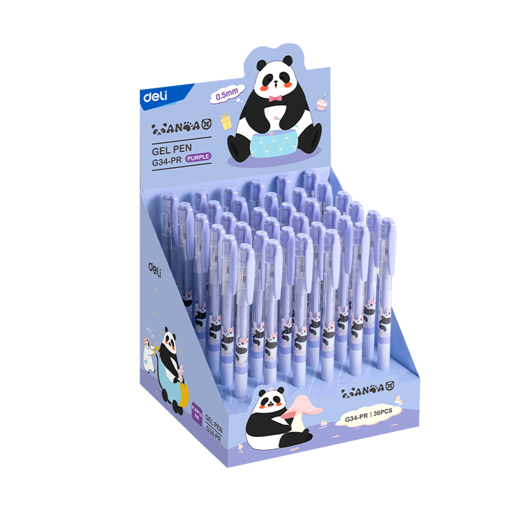 Bolígrafo de gel Panda 0,5 mm, Purpura Deli Display 36 U *UMV-1 Display 36 U*