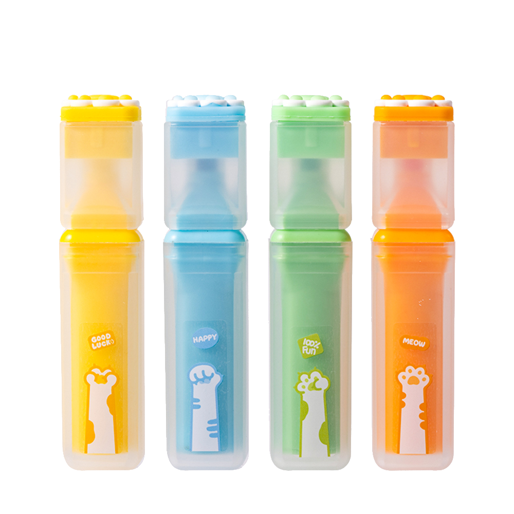 Set de Resaltadores Lucky Meow Punta Biselada 1-5mm - 4 Colores Deli *UMV-1 sets*
