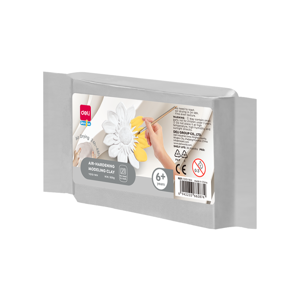 Arcilla Para Modelar Color Blanco Secado al Aire 500g Deli *UMV-1 und*