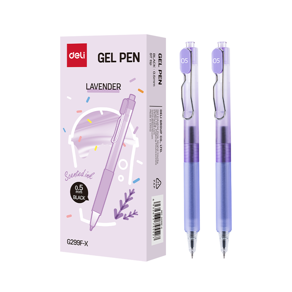 Boligrafo de Gel Retráctil Aroma Lavanda Tinta Negra Punta ST 0.5 mm Deli *UMV-1 caja de 12und*