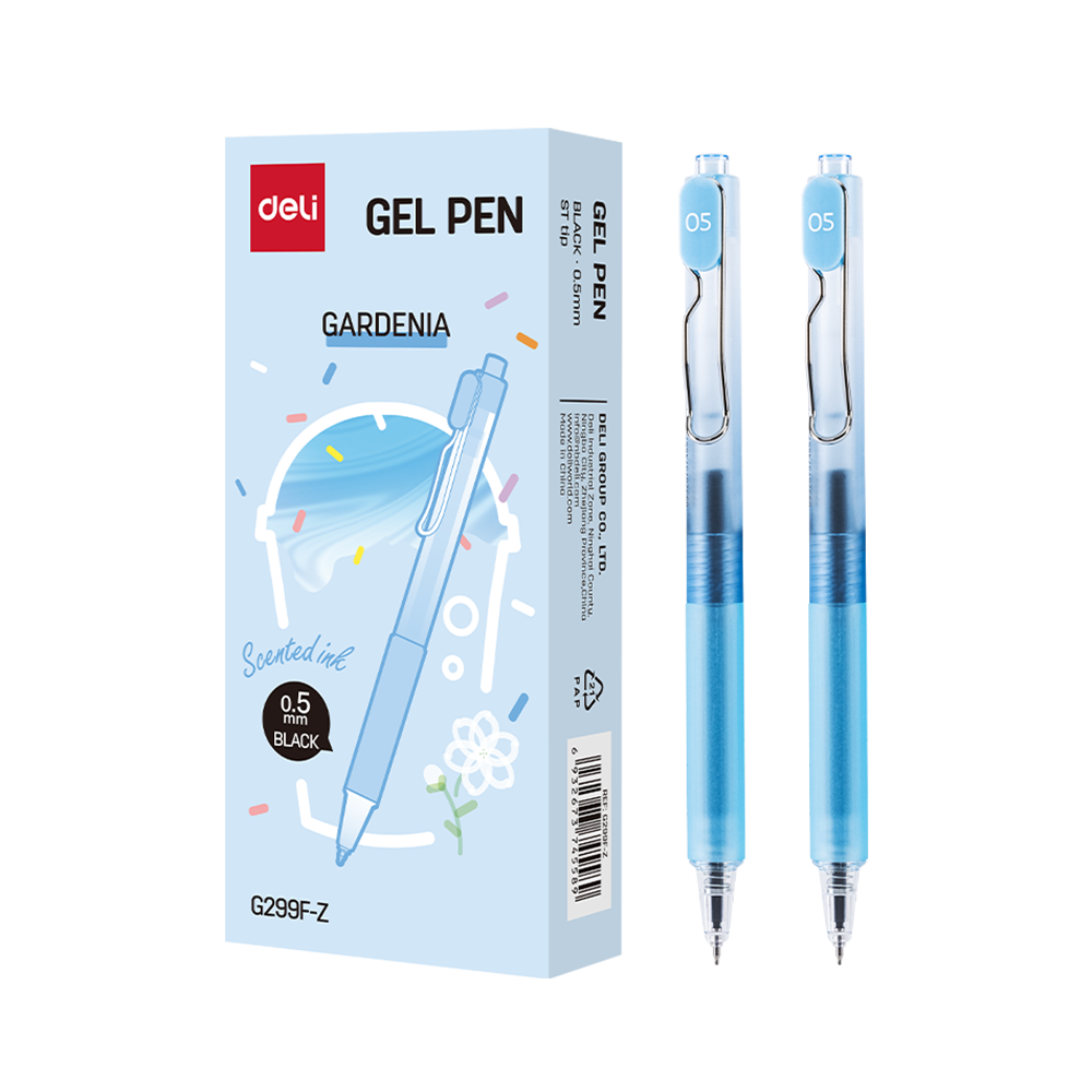 Bolígrafo de Gel Negro Aromatizado Gardenia retráctil 0.5mm Deli *UMV-1 caja de 12und*