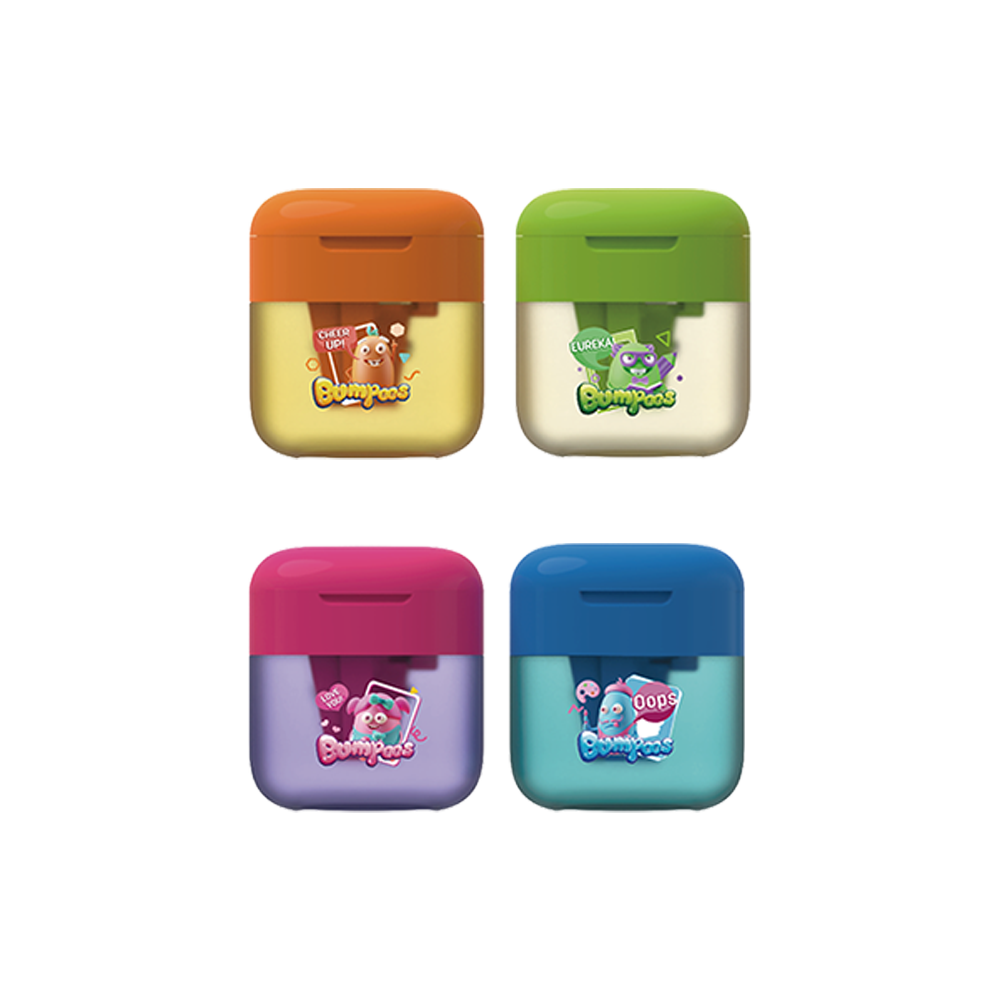 Sacapuntas Plástico 3 huecos c/recipiente Bumpees Deli Display 12 un *UMV- 1 display*