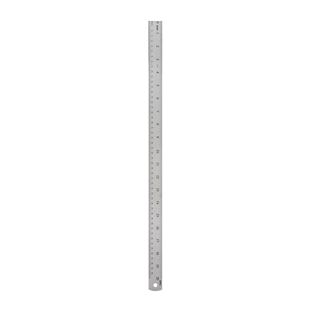 Regla Metálica de Acero 50 cm / 20 Pulgadas Graduación Métrica y Pulgadas Deli *UMV-Unidad*