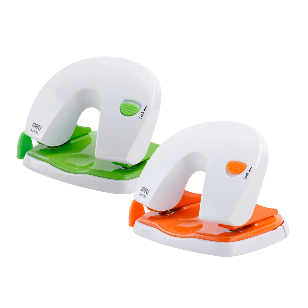 Perforador Plástico Deli 20 pág. 2 huecos 80mm- 2 colores*UMV- 1 und*