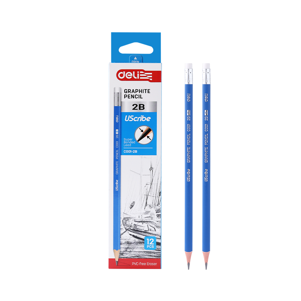 Lápiz de Grafito 2B UScribe Triangular Deli caja de 12und *UMV-6 cajas*