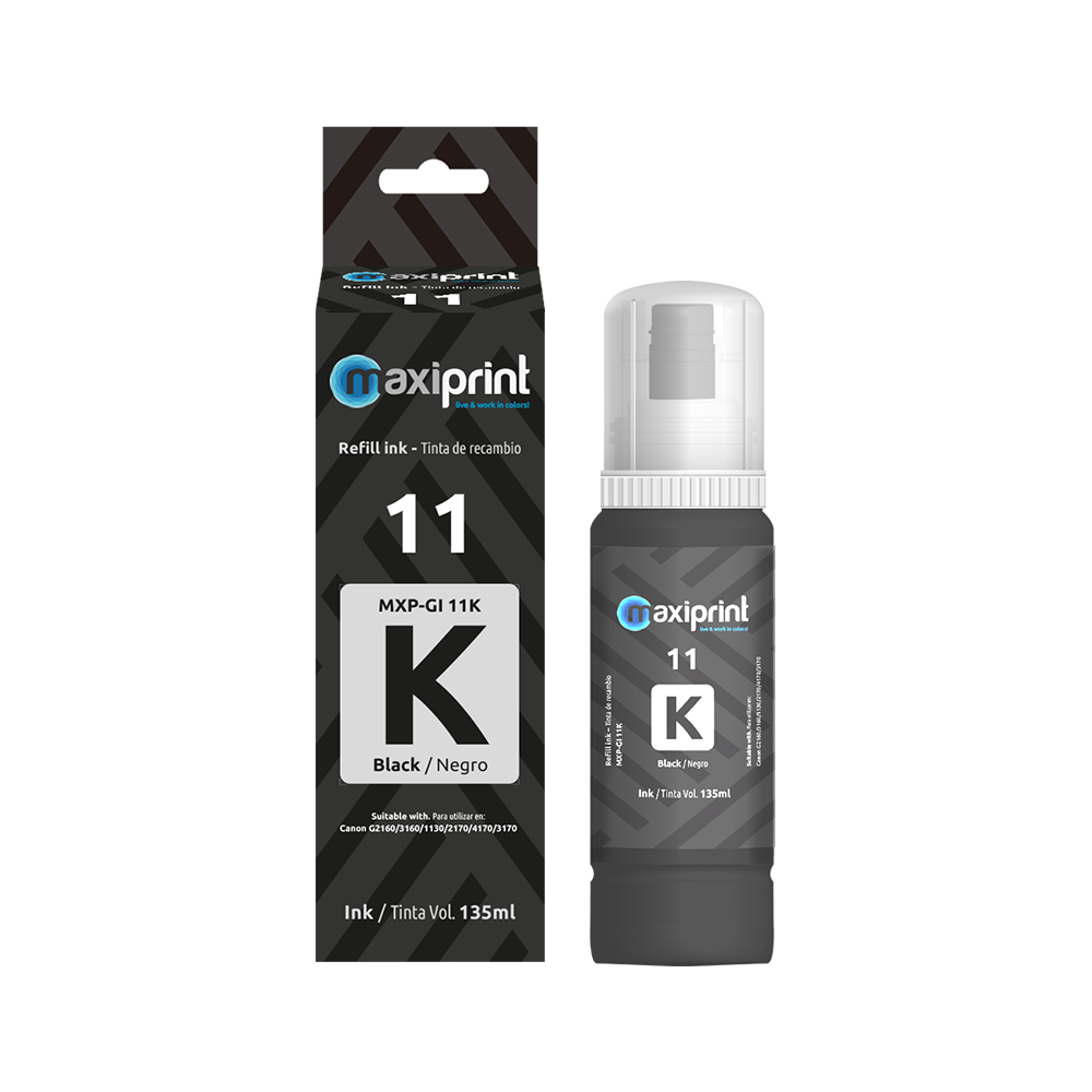 Botella de Tinta Maxiprint compatible con Canon G11K Negro 135ml
