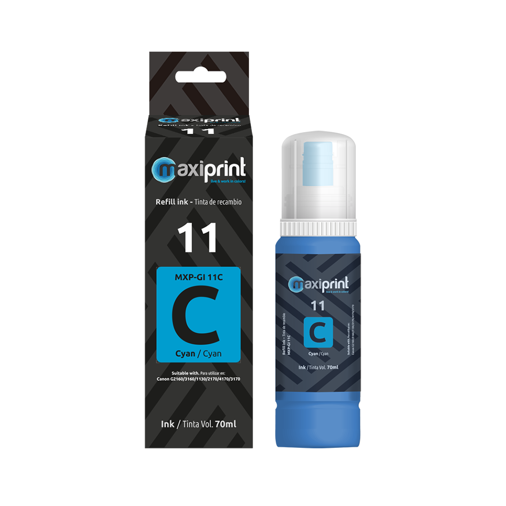 Botella de Tinta Maxiprint compatible con Canon G11C Cian 70ml