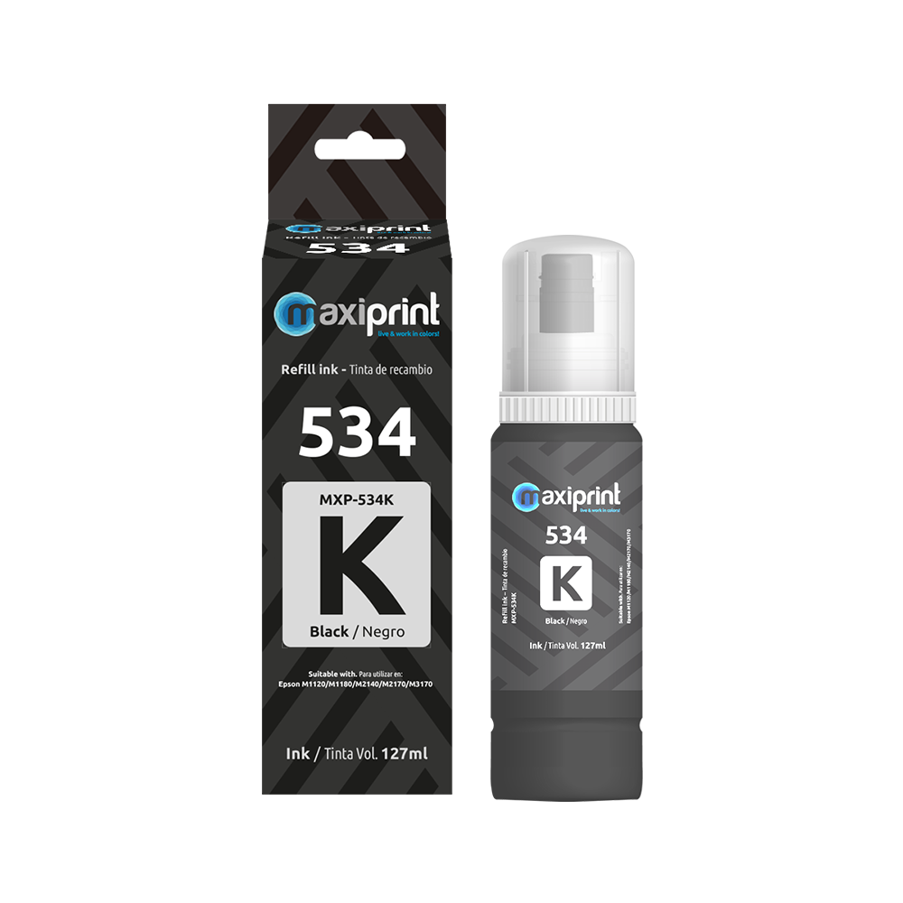 Botella de Tinta Maxiprint compatible con Epson 534K Negro Pigmentada 127ml