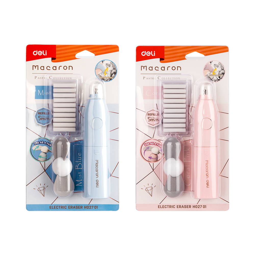 Borrador Electrico Deli Macaron Rosa/Azul *UMV-2 und surtidas*