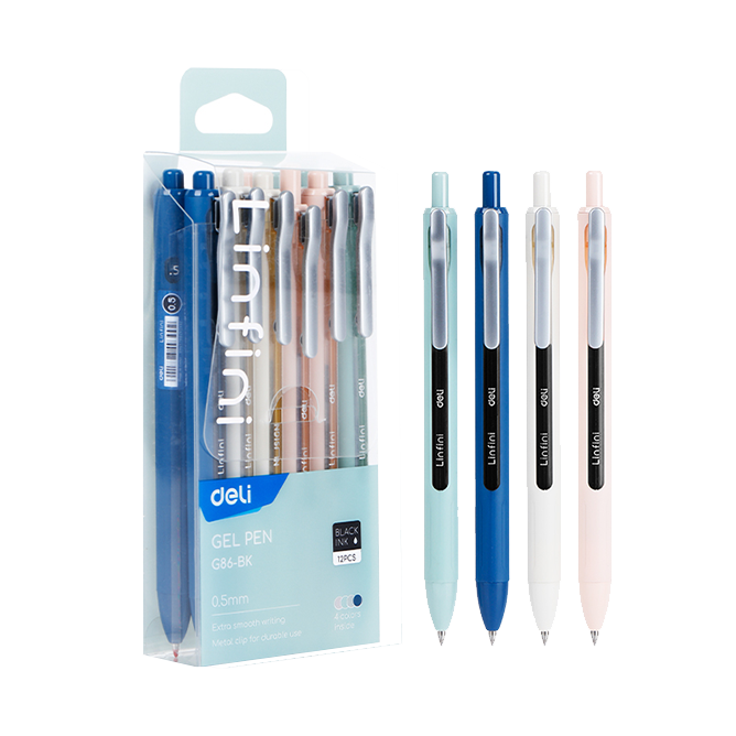 Bolígrafo de Gel Negro Linfini 0.5mm Deli *UMV-1 caja de 12und*