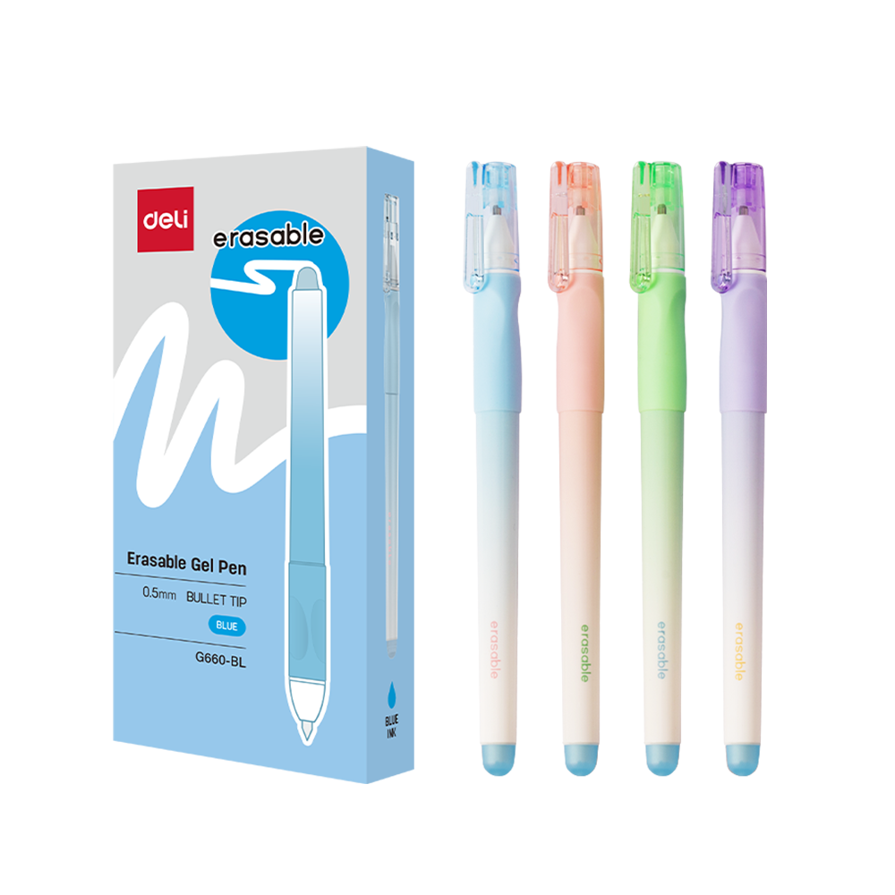 Bolígrafo de Gel Azul Borrable Punta 0,5 mm Deli *UMV-1 Caja de 12und*