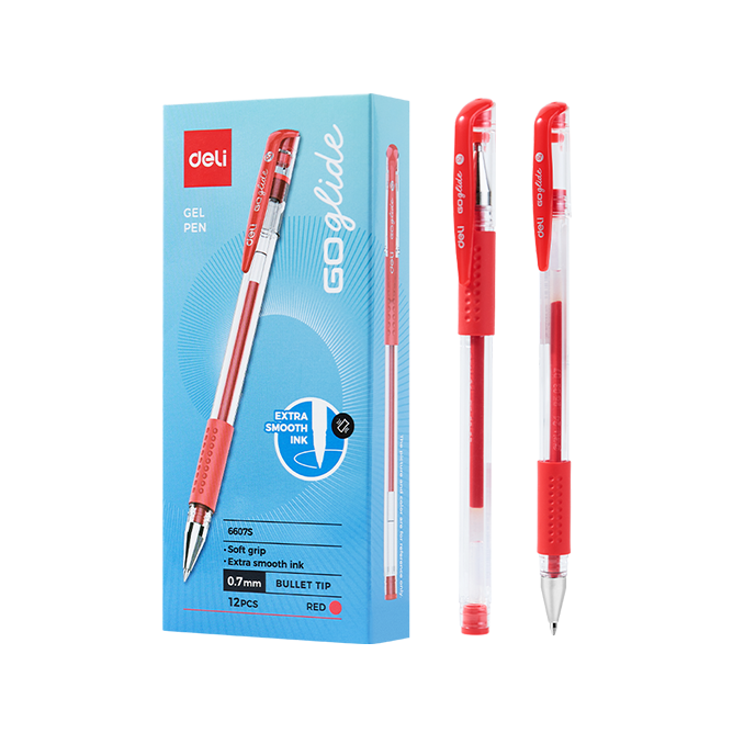 Bolígrafo de Gel Rojo Ejecutivo 0.7mm Deli *UMV- Caja 12 und*