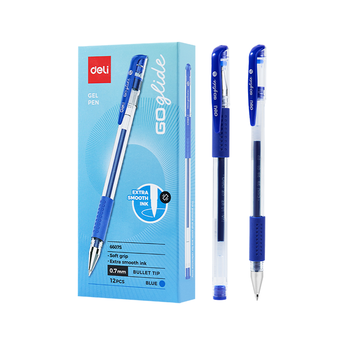 Bolígrafo de Gel Azul Ejecutivo 0.7mm Deli *UMV- Caja 12 und*