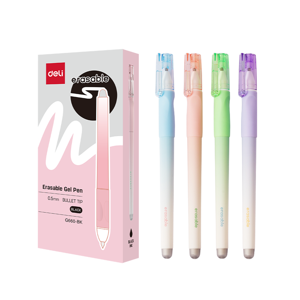 Bolígrafo de Gel Negro Borrable Punta 0,5 mm Deli *UMV-1 Caja de 12u*
