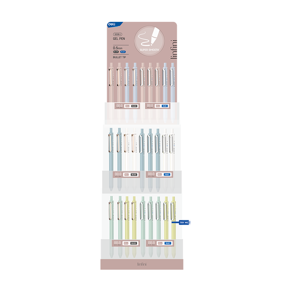 Modulo de Boligrafos de Gel 102 unidades EG338 Linfini Negro/Azul Deli *UMV-Modulo*