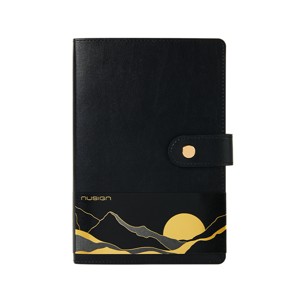 Cuaderno Cubierta Cuero Nusign A5 120 hojas Negro con Broche *UMV- 1 und*