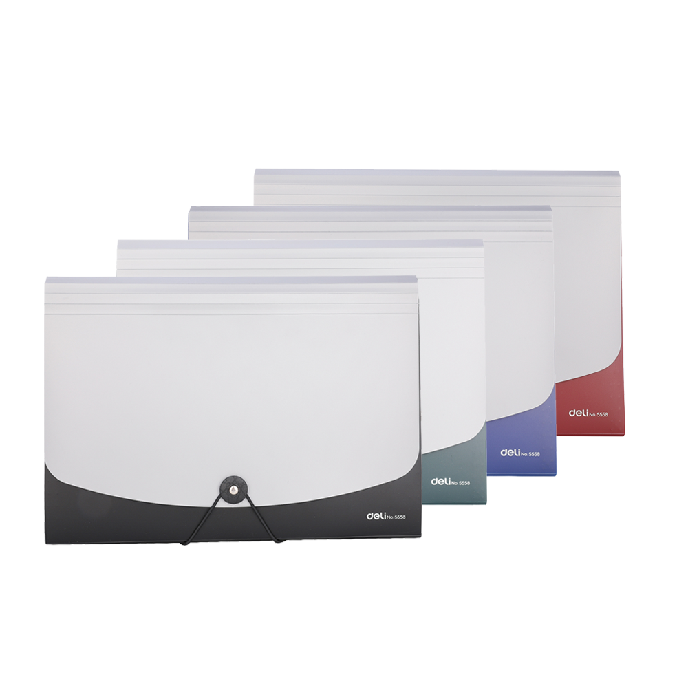 Carpeta Plastica Expandible A4 13esp cierre elástico Deli *UMV-4und surtidas*