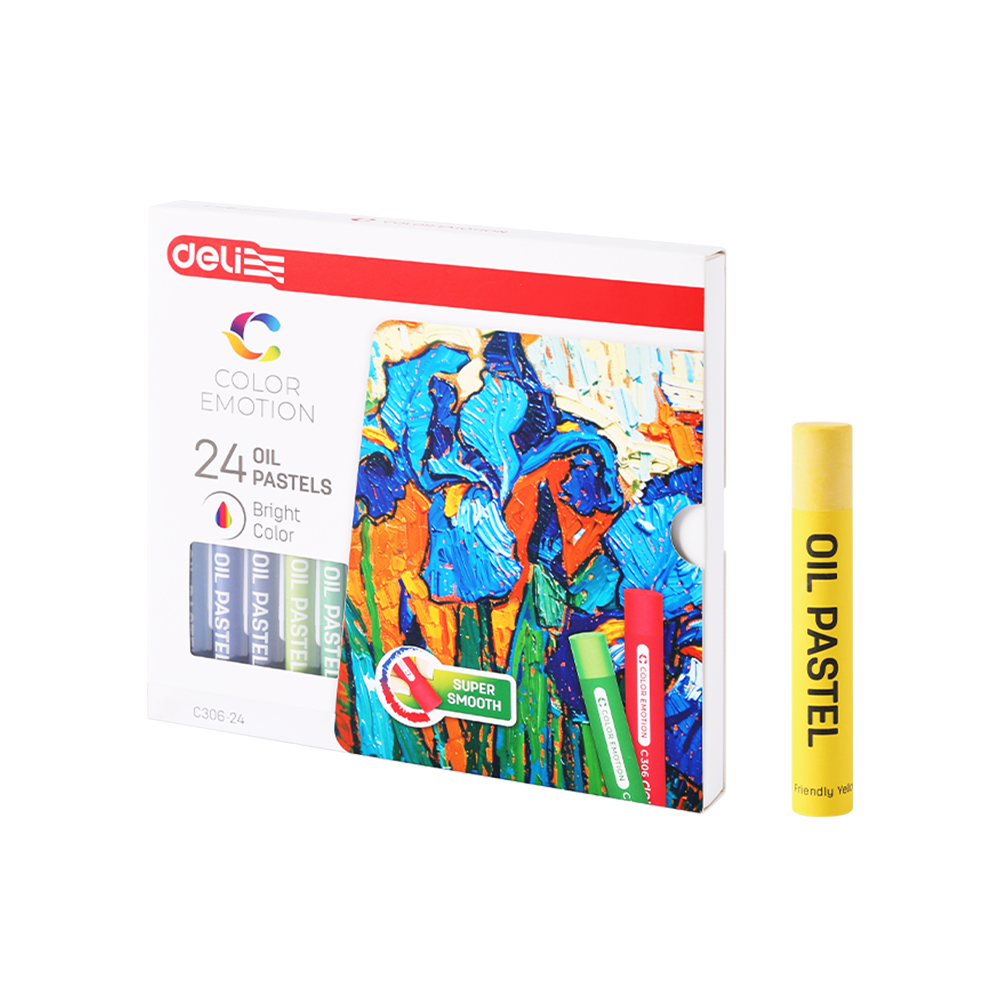 Creyones Pasteles Oleo Color Emotion 24 Colores Deli *UMV-1 estuche*