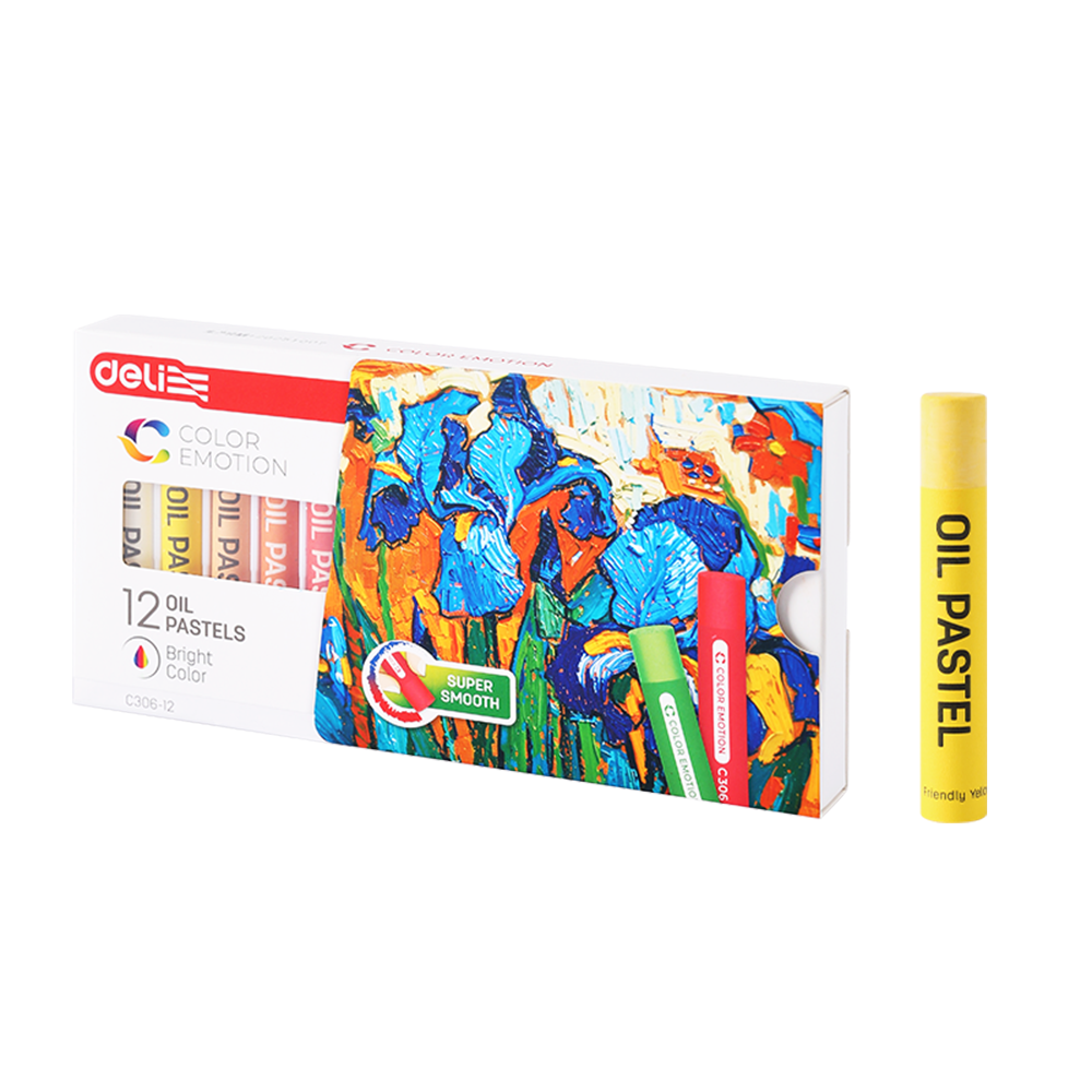 Creyones Pasteles Oleo Color Emotion 12 Colores Deli *UMV-1 estuche*