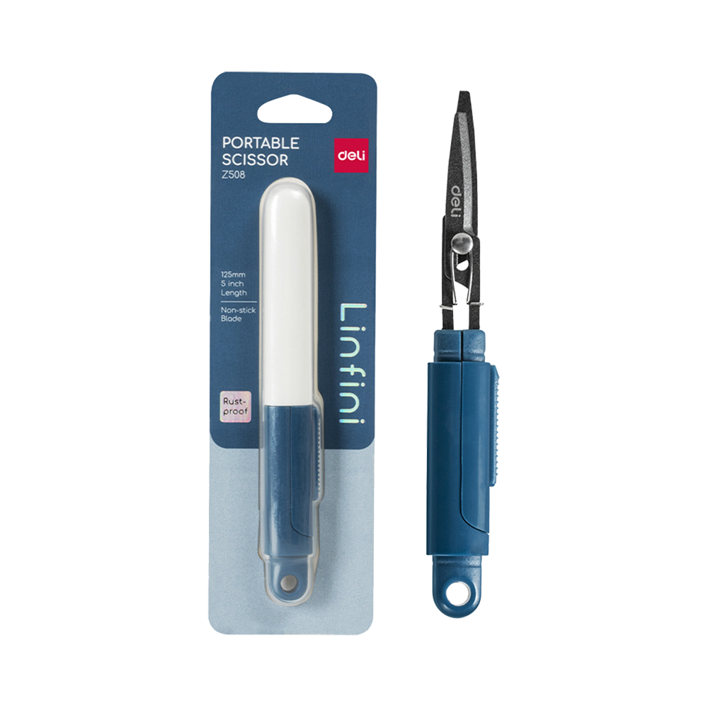 Tijera Portátil de Bolsillo Linfini 125mm Azul *UMV- Unidad*