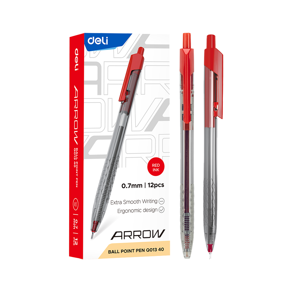 Boligrafo Tinta Roja Retráctil Punta Mini 0.7mm Deli *UMV-1 caja de 12und*