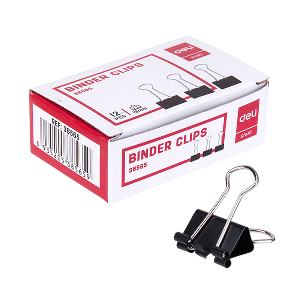 Clip Binder Negro 19mm Deli Caja de 12 und *UMV-Inner de 12 cajas*