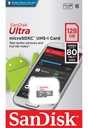 Memoria MicroSD SanDisk Ultra 128GB 80 MB/s Clase 10/w