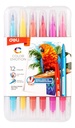 Marcadores Doble punta Pincel Color Emotion Deli caja plástica 12 colores *UMV-1 caja*