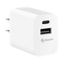 Cargador USB + USB C Steren Carga Rápida 20W